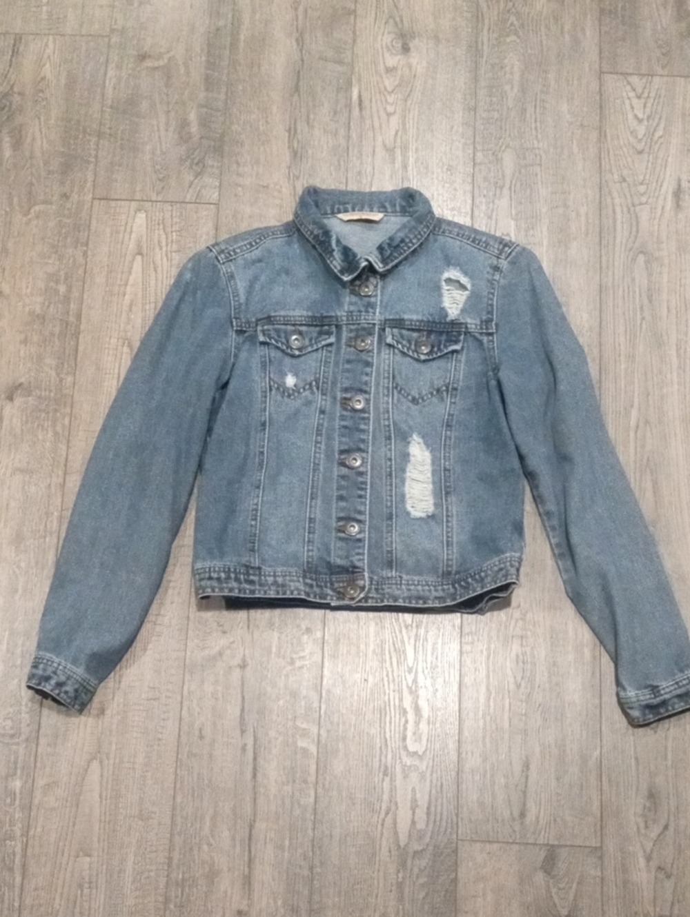Distressed Light Blue Denim Jacket - Women's Casual Jean Jacket